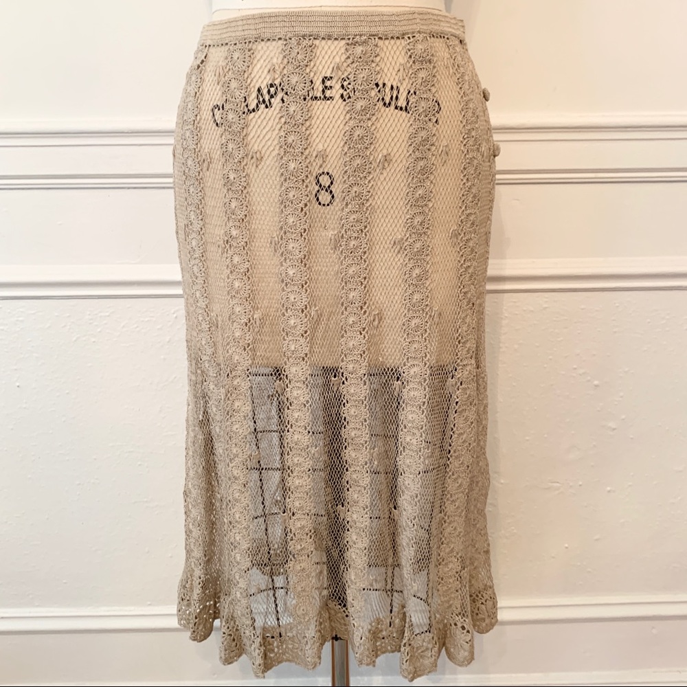 Vintage Crocheted Lace / Fishnet Sheer Skirt
